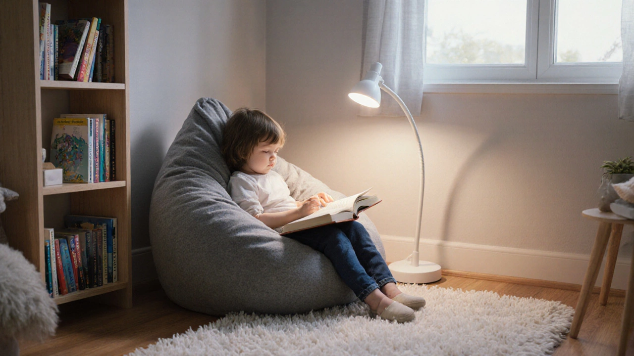 Koutek na čtení v dětském pokoji: jak vybrat správné polstrování a osvětlení