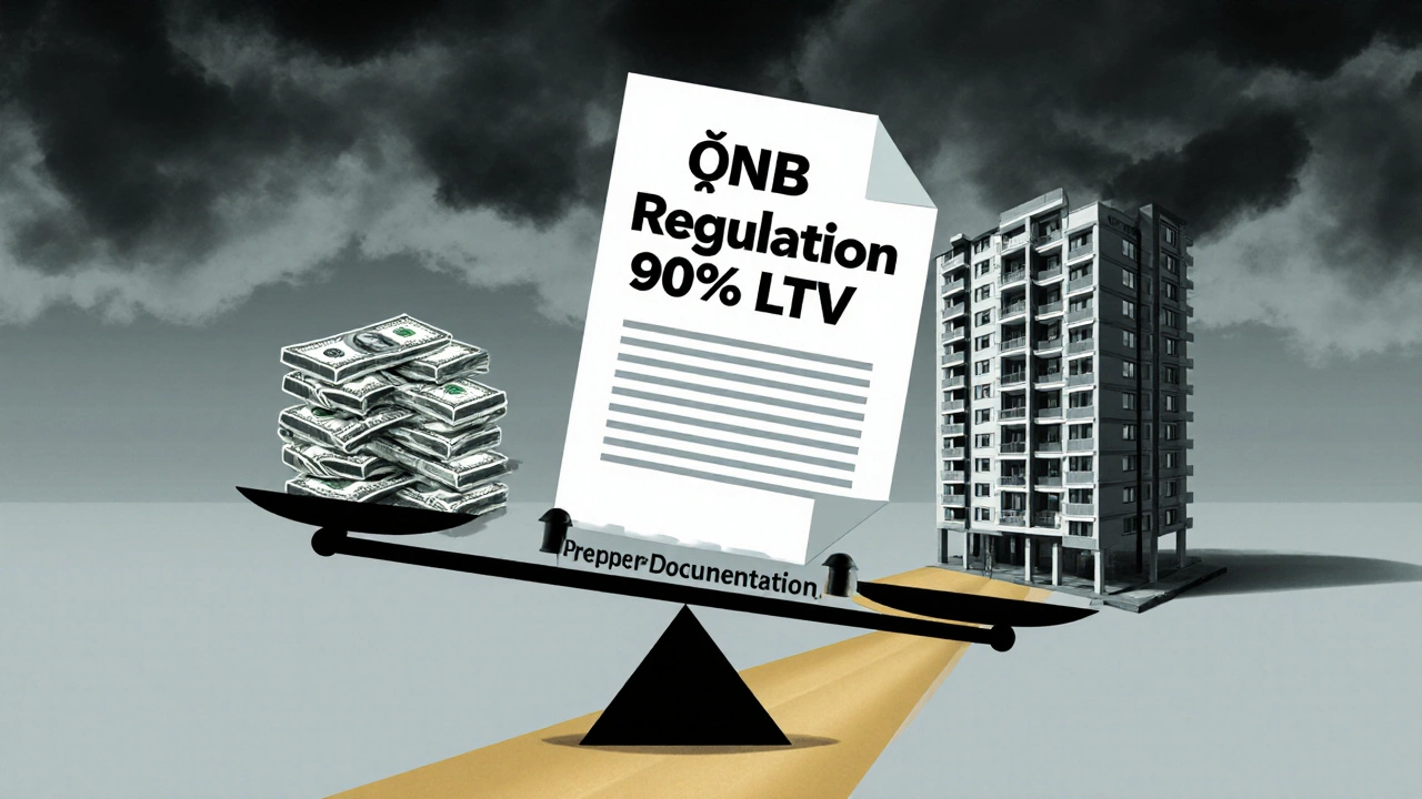 Váha s vlastními penězi a bytem, přetížená právními pravidly ČNB.