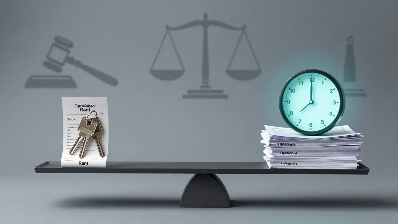 Váha rovnováhy mezi nájemními povinnostmi a důkazy o poškození.