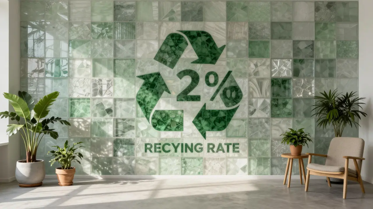 Recyklované skleněné panely v minimalistickém interiéru