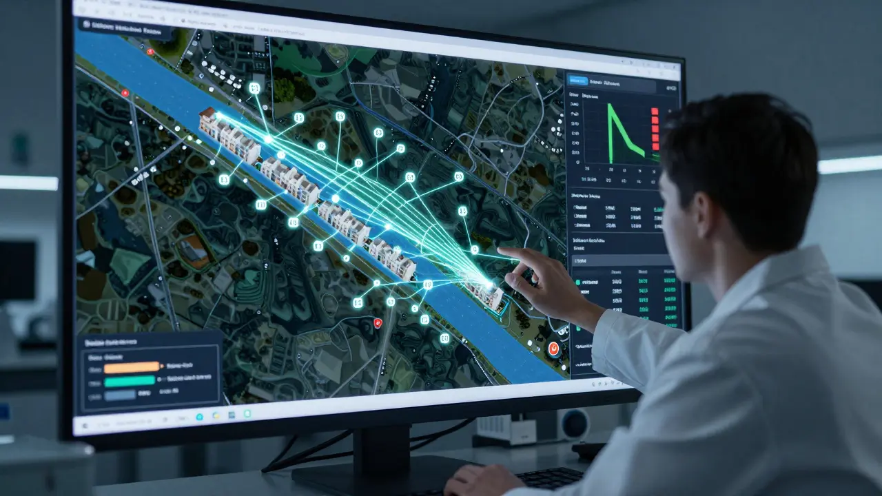 Vědec analyzuje geografická data o vlivu řeky na ceny bytů v Brně.