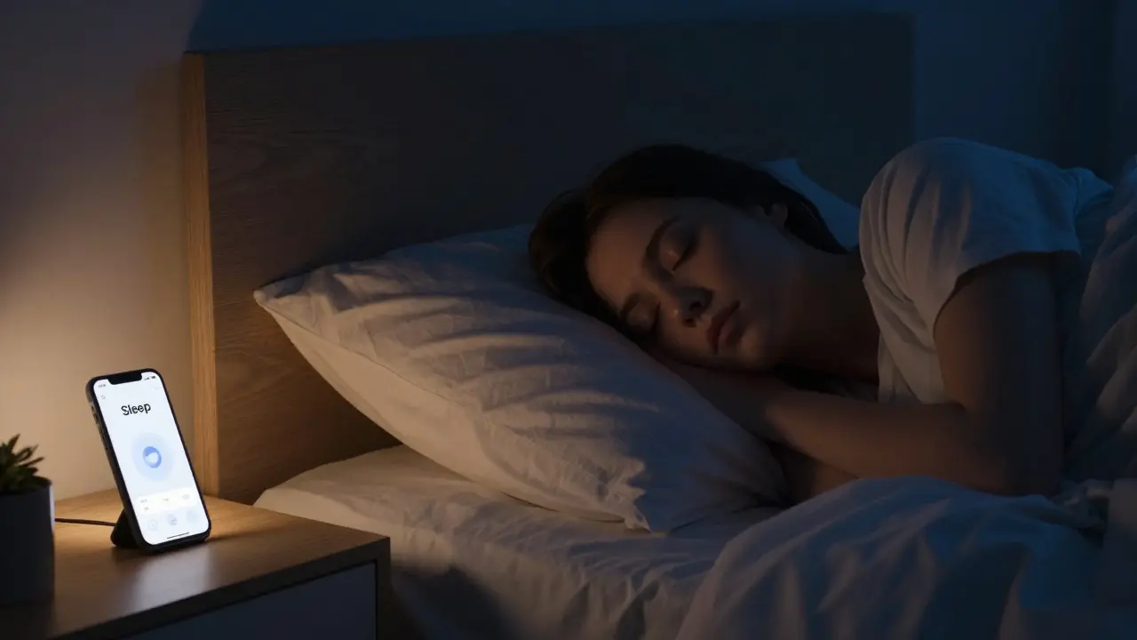 Ložnice s postupně zhasínajícím chytrým osvětlením, které pomáhá usnout.