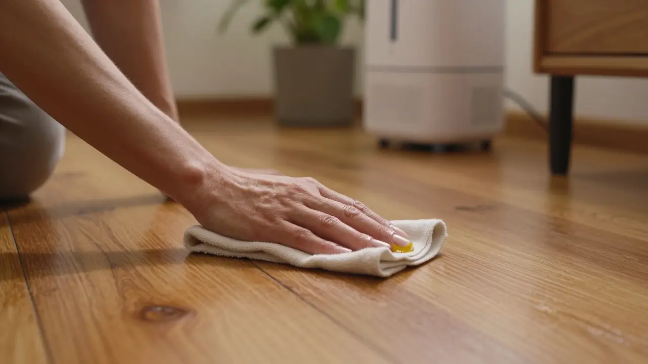 Péče o dřevo, aplikace ochranného oleje na povrch.