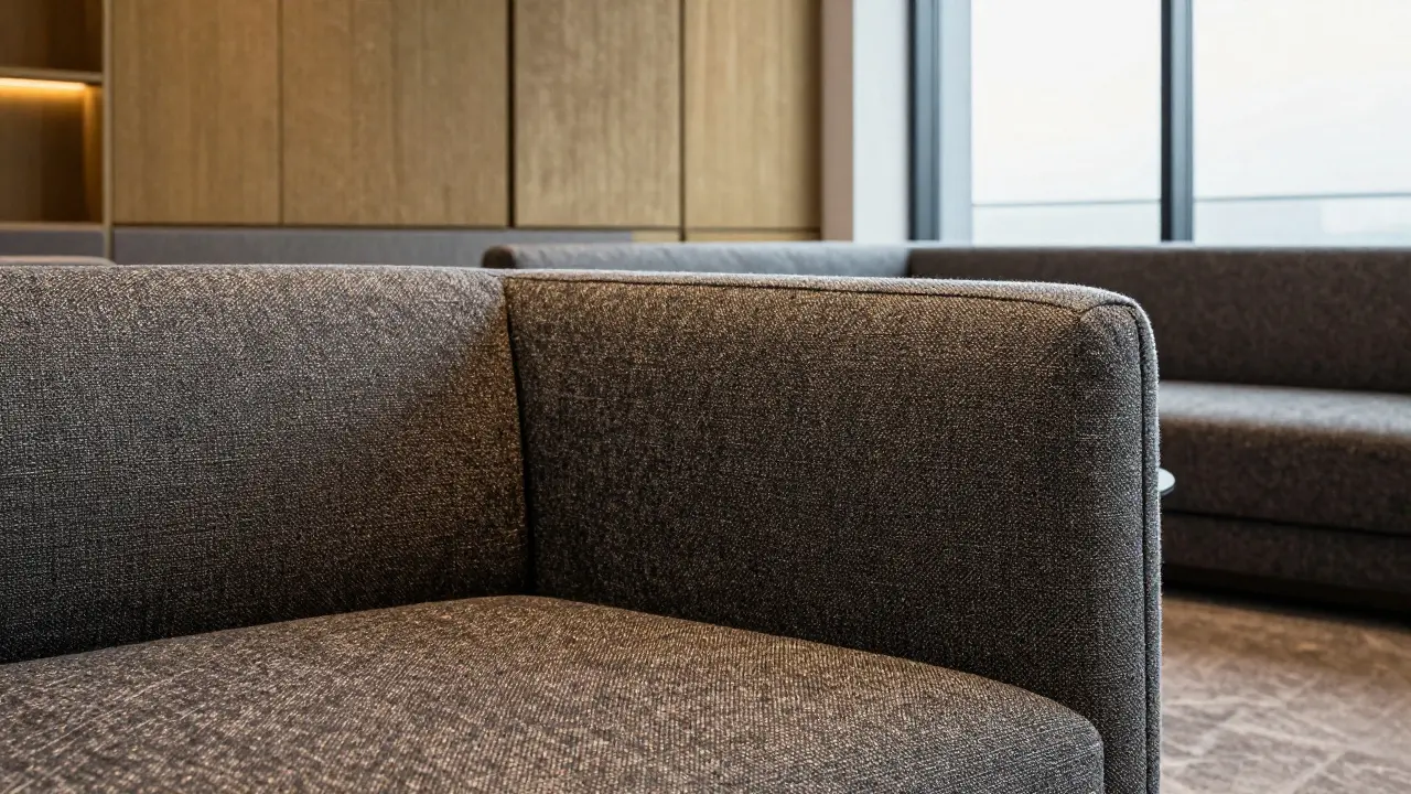 Moderní interiér s nábytkem z kvalitního textilního mixu vlny a syntetiky.