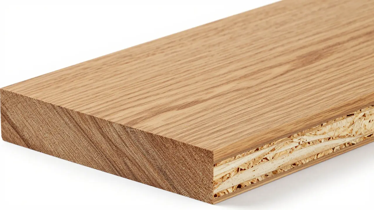 Srovnání řezu masivního dřeva a dýhovanej desky MDF.