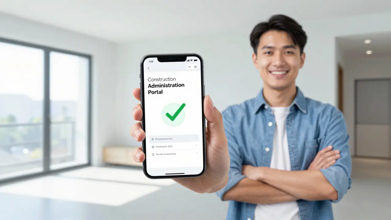 Domácnost používá mobilní aplikaci pro stavební povolení
