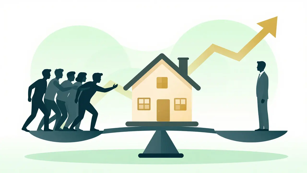 Illustration of buyers competing for a property priced below market value