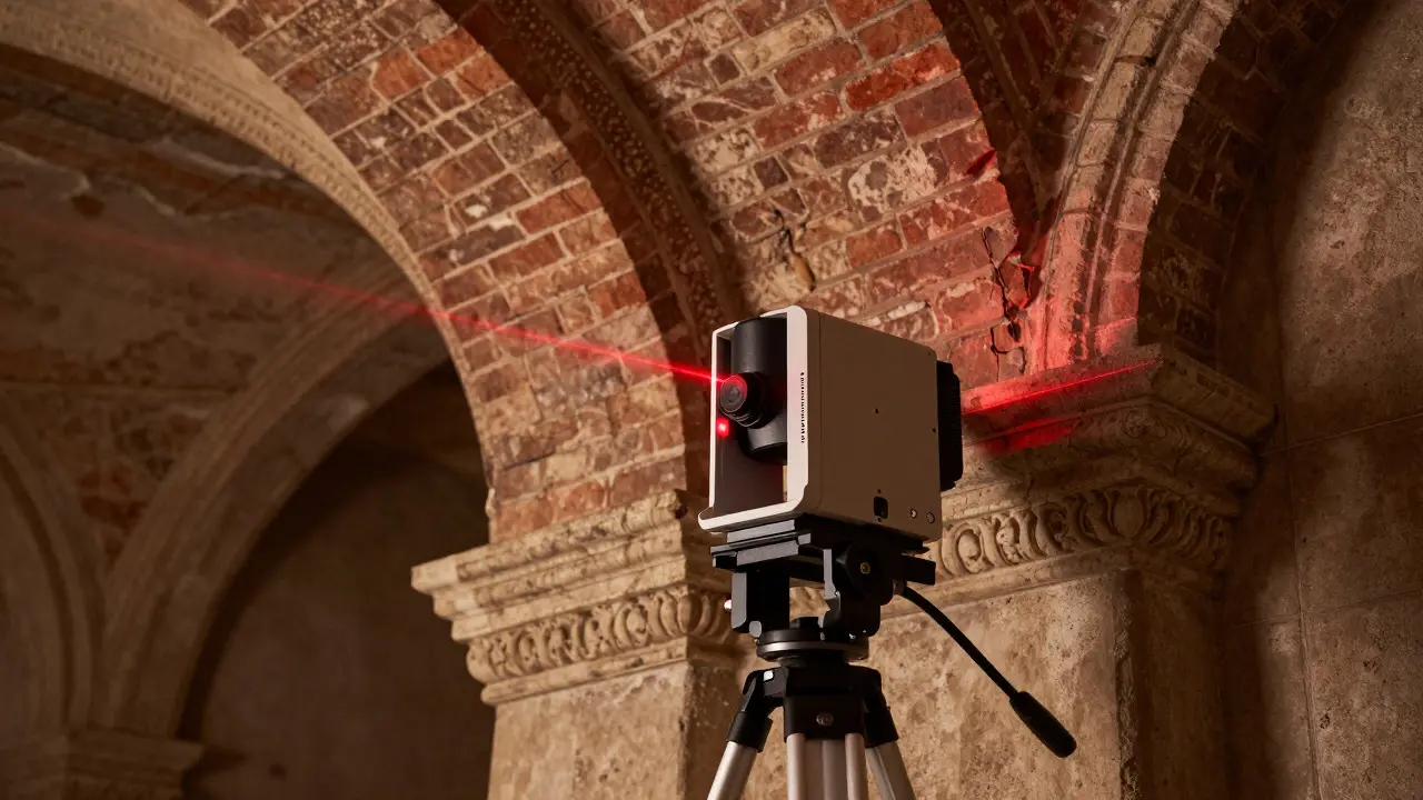 Tripodový laserový skener zachycující detaily historické architektury