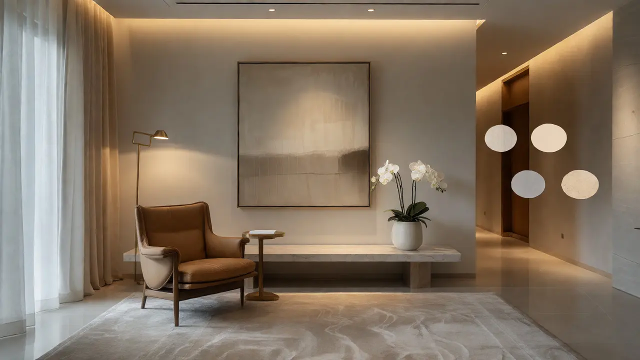 Elegantně zařízený luxusní obývák s designovými doplňky